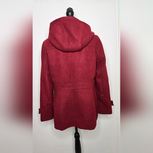 METAPHOR Womens Red Hooded Winter Coat Size M Button Front Fully Lined Pockets M - Picture 5 of 13